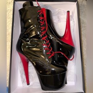 Pleasers black and red platform boots